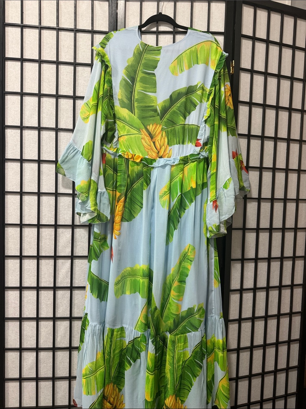 🍌🌿 FARM Rio size XL Fresh Bananas Butterfly Sleeve Maxi Dress 🌿🍌 - Picture 15 of 16